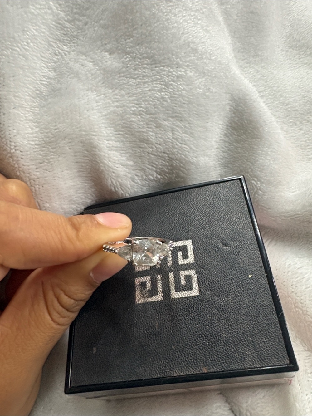 Kay Jewelers Silver Clear Three-Stone Engagement Ring